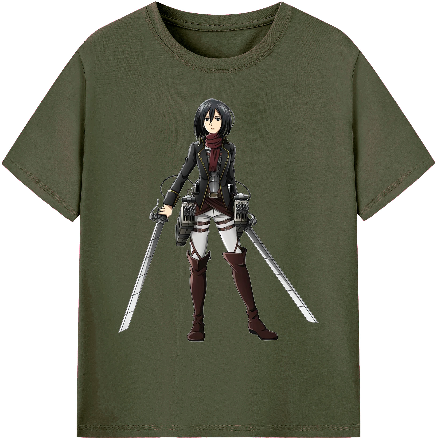 （画像用） 進撃の巨人 ミカサ·アッカーマン Attack on Titan Mikasa Ackerman 綿100％ メンズ半袖Tシャツ｜肌触りやわらか＆通気性
